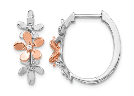 14k Rose and White Gold Diamond Earrings