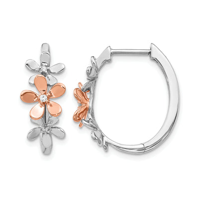 14K Rose and White Gold Diamond Earrings