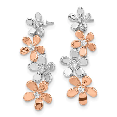 14K Rose and White Gold Diamond Earrings