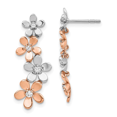 14K Rose and White Gold Diamond Earrings