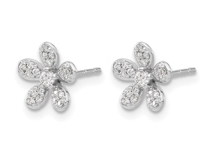 14K white gold diamond earrings, alternate view