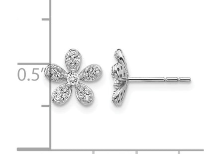14K white gold diamond earrings, further view