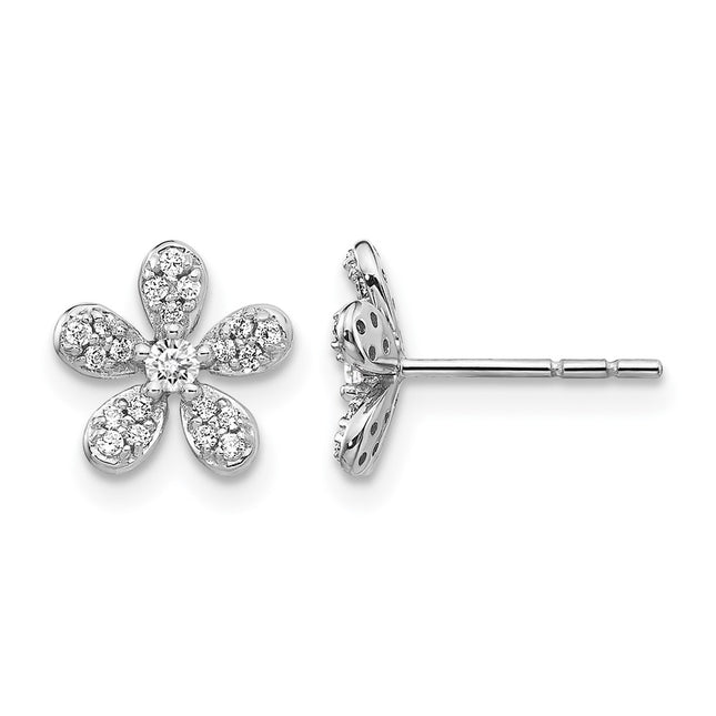 14k White Gold Diamond Earrings, 9 x 9mm