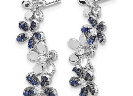 14k White Gold Diamond and Sapphire Earrings (Style EM4045-SA-016-WA)