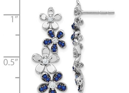 14k White Gold Diamond and Sapphire Earrings (Style EM4045-SA-016-WA)