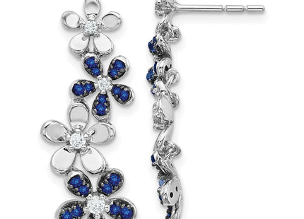 14k White Gold Diamond and Sapphire Earrings (Style EM4045-SA-016-WA)