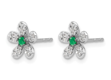 14K white gold diamond earrings, alternate view
