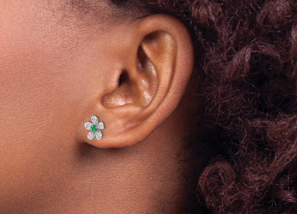 14K white gold diamond earrings, another view