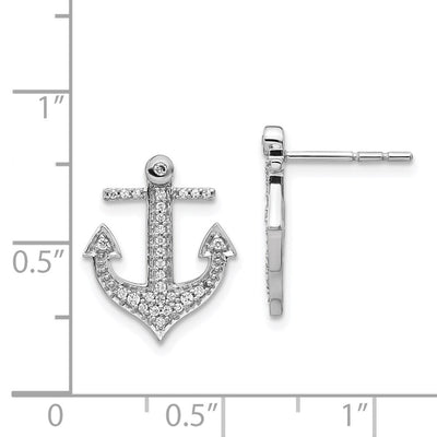 14K White Gold Diamond Anchor Earrings