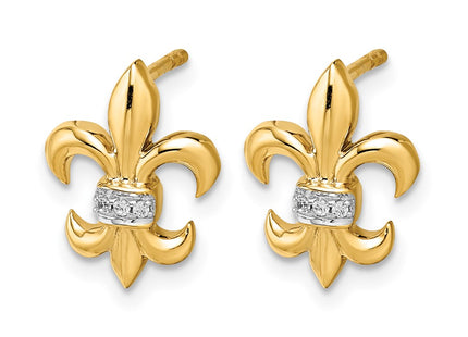 14K white gold diamond fleur de lis earrings, alternate view