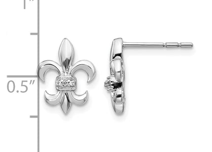 14K white gold diamond fleur de lis earrings, further view