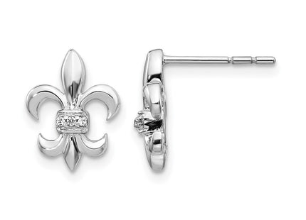 14K white gold diamond fleur de lis earrings