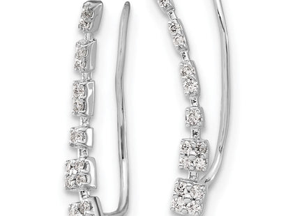 14k White Gold Diamond Graduated Ear Climber Earrings (Style EM4146-015-WA)