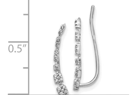 14k White Gold Diamond Graduated Ear Climber Earrings (Style EM4146-015-WA)