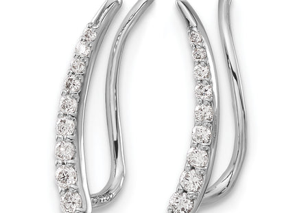 14k White Gold Diamond Ear Climber Earrings, 14 x 3mm