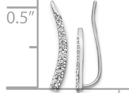 14k White Gold Diamond Ear Climber Earrings, 14 x 3mm