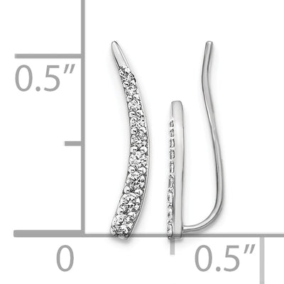 14K White Gold Diamond Ear Climber Earrings, 14 x 3mm