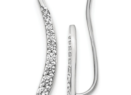 14k White Gold Diamond Ear Climber Earrings, 14 x 3mm