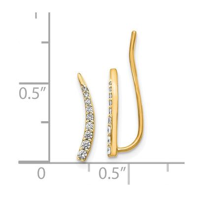 14K Diamond Ear Climber Earrings, 14 x 3mm