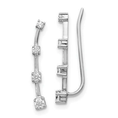 14K White Gold Diamond Graduated 4-stone Ear Climber Earrings