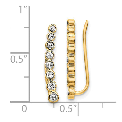 14K Diamond Graduated Ear Climber Earrings