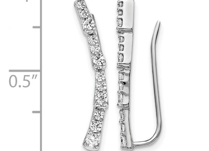 14K white gold diamond earrings, alternate view