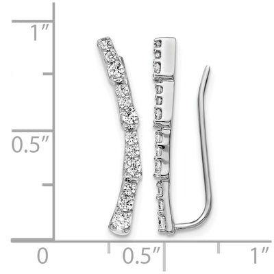 14K White Gold Diamond Ear Climber Earrings, 21 x 4mm