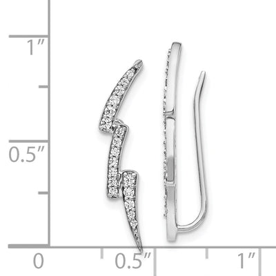 14K White Gold Diamond Lightning Ear Climber Earrings