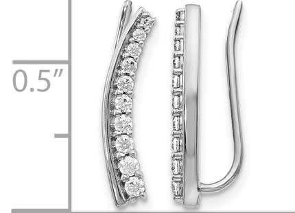 14k White Gold Diamond Ear Climber Earrings, 18 x 4mm