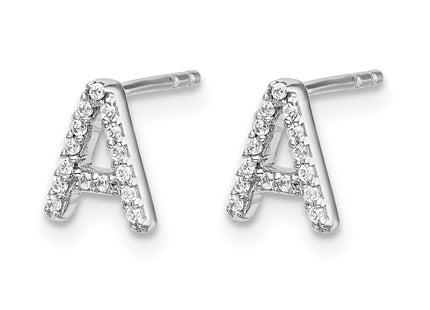 14k White Gold Diamond Initial Earrings