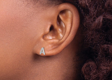 14k White Gold Diamond Initial Earrings