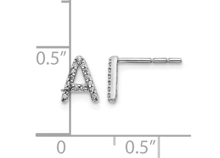 14k White Gold Diamond Initial Earrings