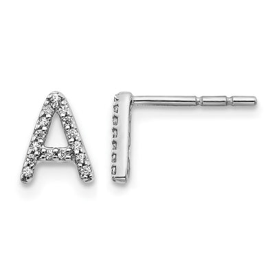 14K white gold diamond initial earrings