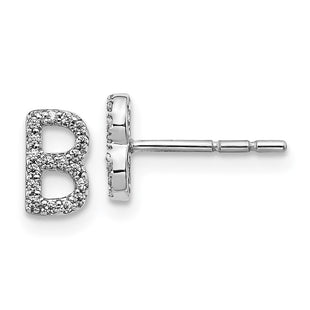 14k White Gold Diamond Initial B Earrings (Style EM4169B-011-WA)