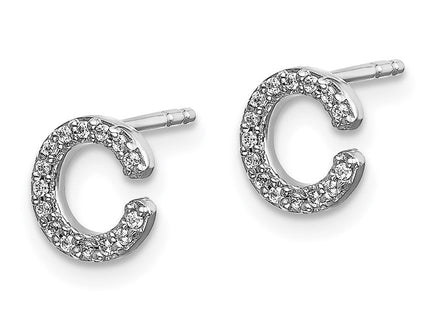 14k White Gold Diamond Initial C Earrings (Style EM4169C-009-WA)