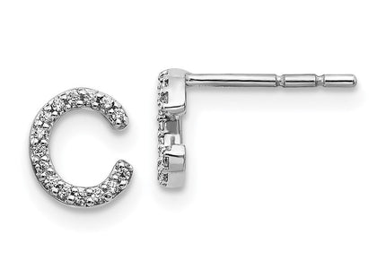 14k White Gold Diamond Initial C Earrings (Style EM4169C-009-WA)