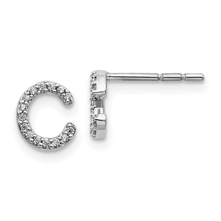 14k White Gold Diamond Initial C Earrings (Style EM4169C-009-WA)