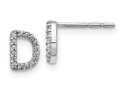 14k White Gold Diamond Initial D Earrings (Style EM4169D-010-WA)