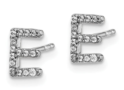 14k White Gold Diamond Initial E Earrings (Style EM4169E-009-WA)