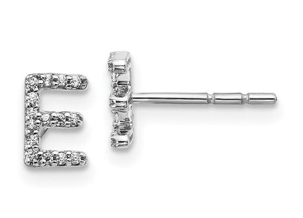 14k White Gold Diamond Initial Earrings