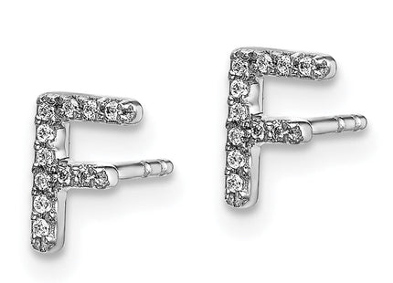 14k White Gold Diamond Initial F Earrings (Style EM4169F-007-WA)