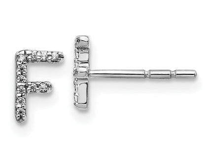 14k White Gold Diamond Initial F Earrings (Style EM4169F-007-WA)