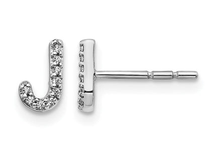 14k White Gold Diamond Initial Earrings