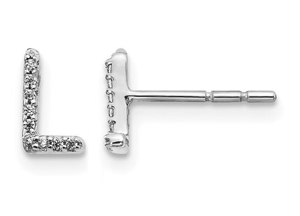 14k White Gold Diamond Initial Earrings