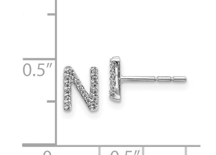 14k White Gold Diamond Initial N Earrings (Style EM4169N-010-WA)