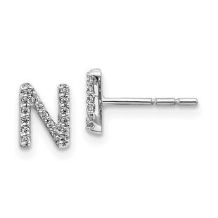 14k White Gold Diamond Initial N Earrings (Style EM4169N-010-WA)