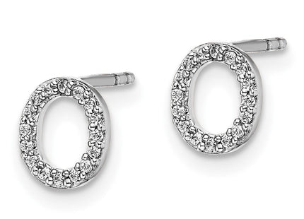 14k White Gold Diamond Initial O Earrings (Style EM4169O-010-WA)