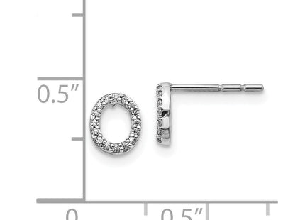14k White Gold Diamond Initial O Earrings (Style EM4169O-010-WA)