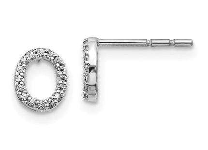 14k White Gold Diamond Initial O Earrings (Style EM4169O-010-WA)