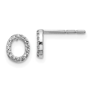 14k White Gold Diamond Initial O Earrings (Style EM4169O-010-WA)